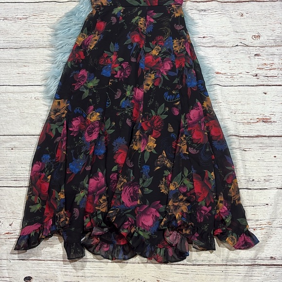 Hutch Vivid Shades Of Night Floral Bustier Chiffon Midi Dress - Picture 3 of 9